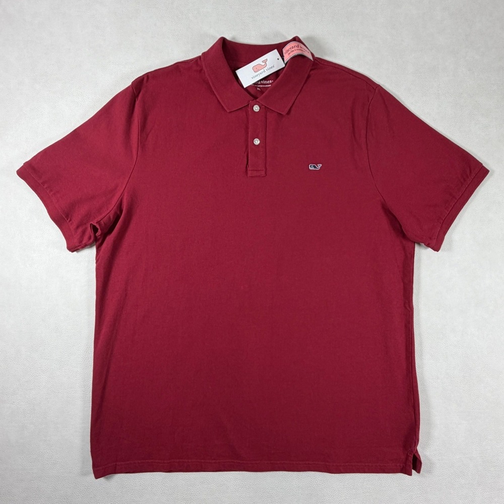 Vineyard Vines Mens XL Polo Shirt Burgundy Red Short Sleeve Whale Logo NEW